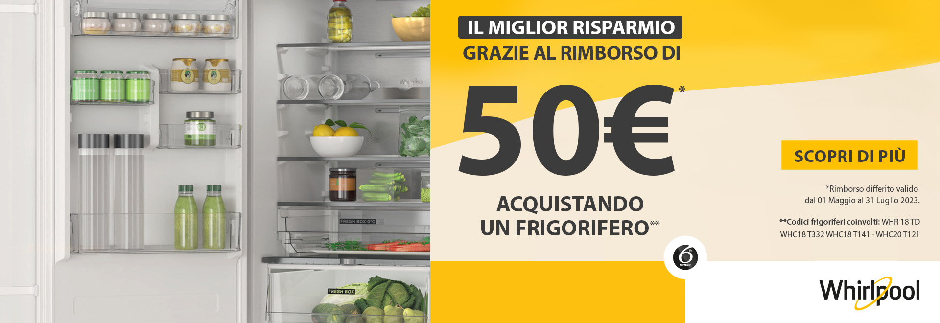 Soldes d'été : 250€ de remise sur le frigo-congélateur Whirlpool payables  en éco-chèque chez Krëfel !